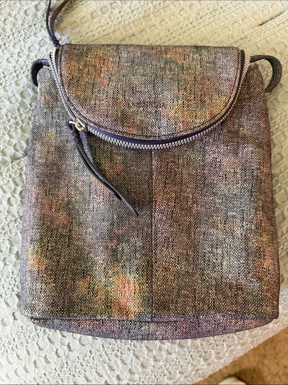 American Leather Co. Textured Multi-Tone Crossbody Bag in Blues, Browns & Rose